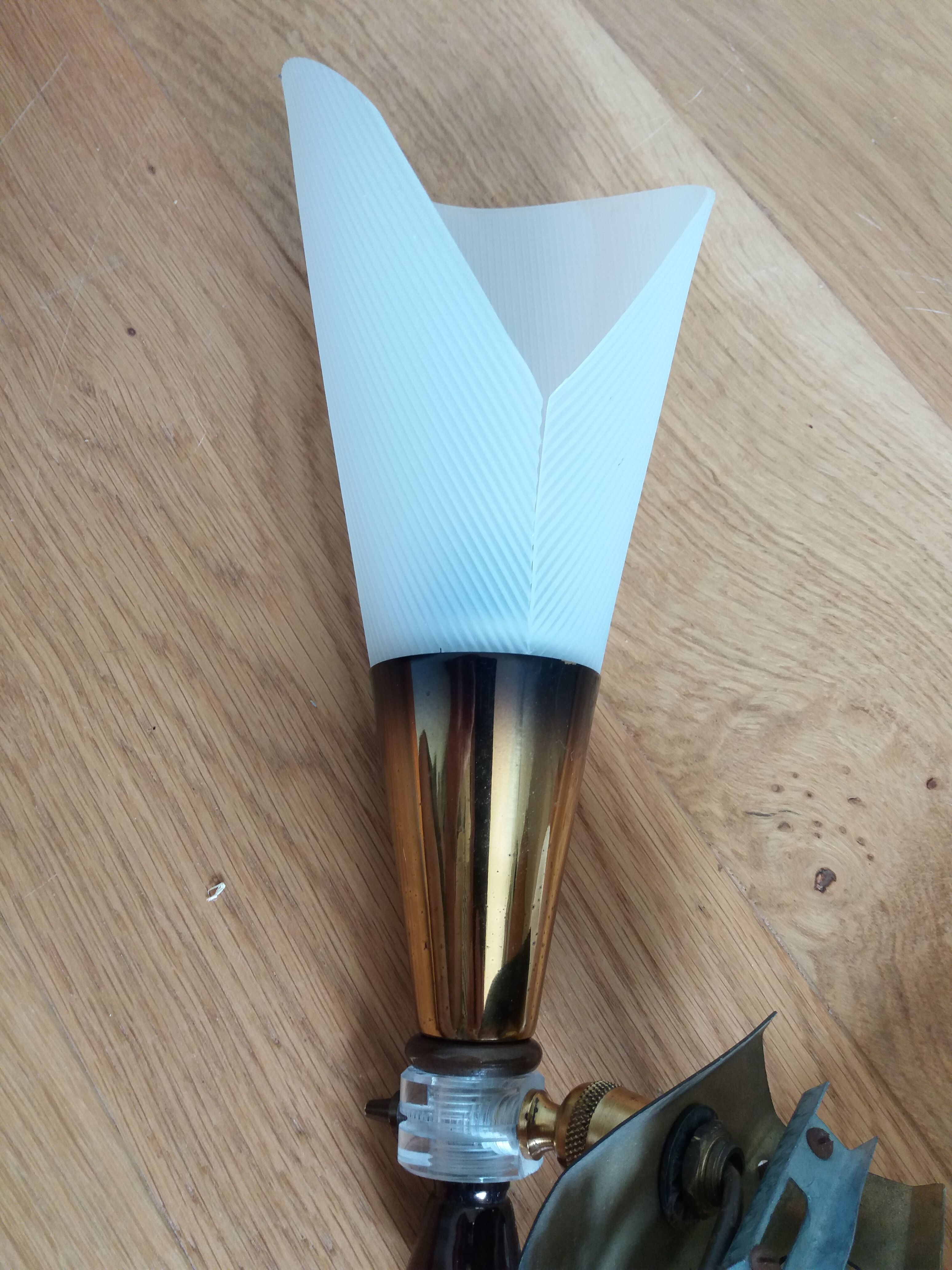 Double brass and plexiglass wall lamp Maison Lunel