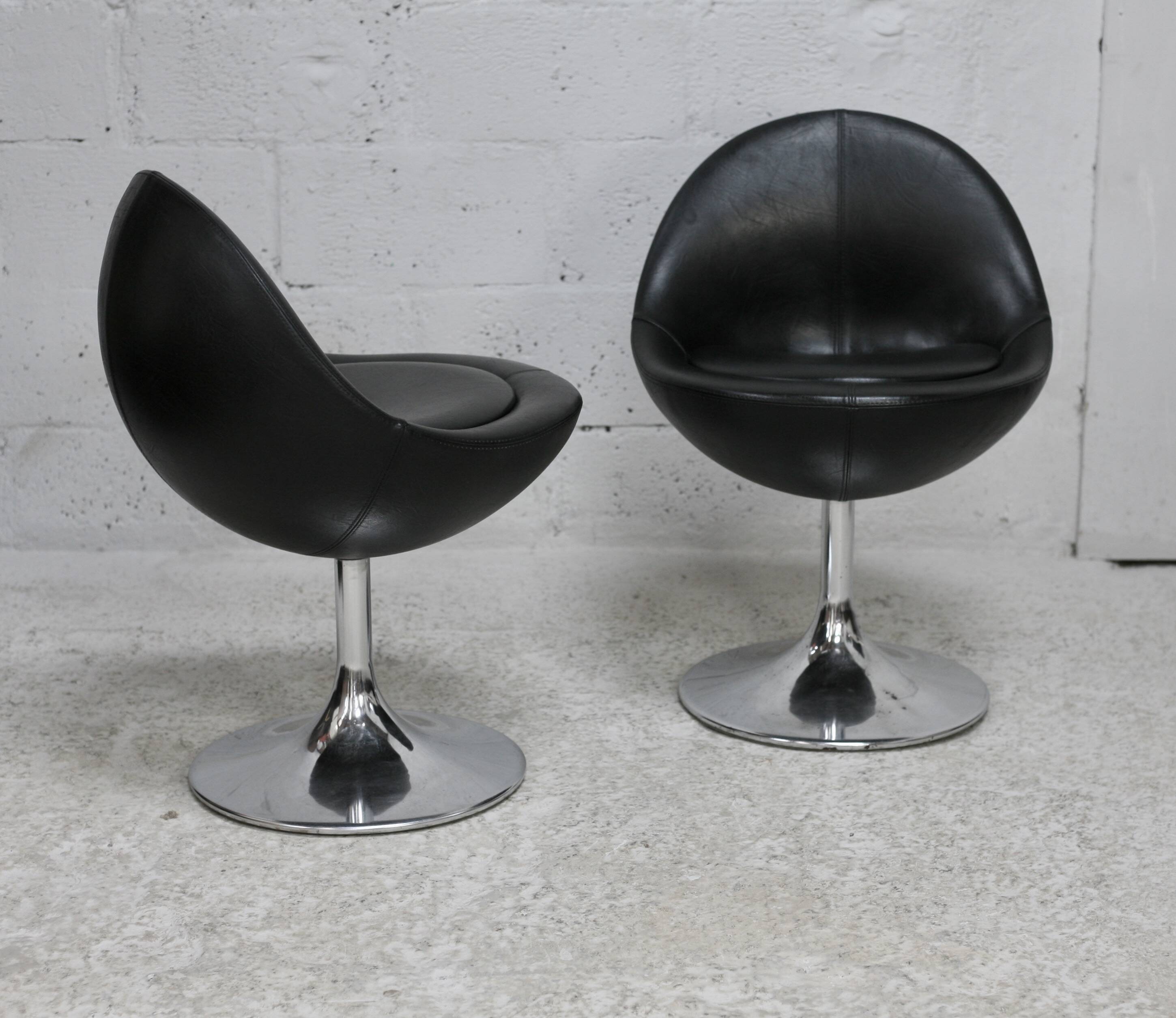 pair of "space age" swivel chairs. Sweden, circa 1965