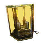 Smoked glass/brass wall lamp from holtkotter vintage 70s new
