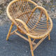 Small armchair shell bamboo and rattan, child, vintage, 60s