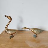Pair of brass geese