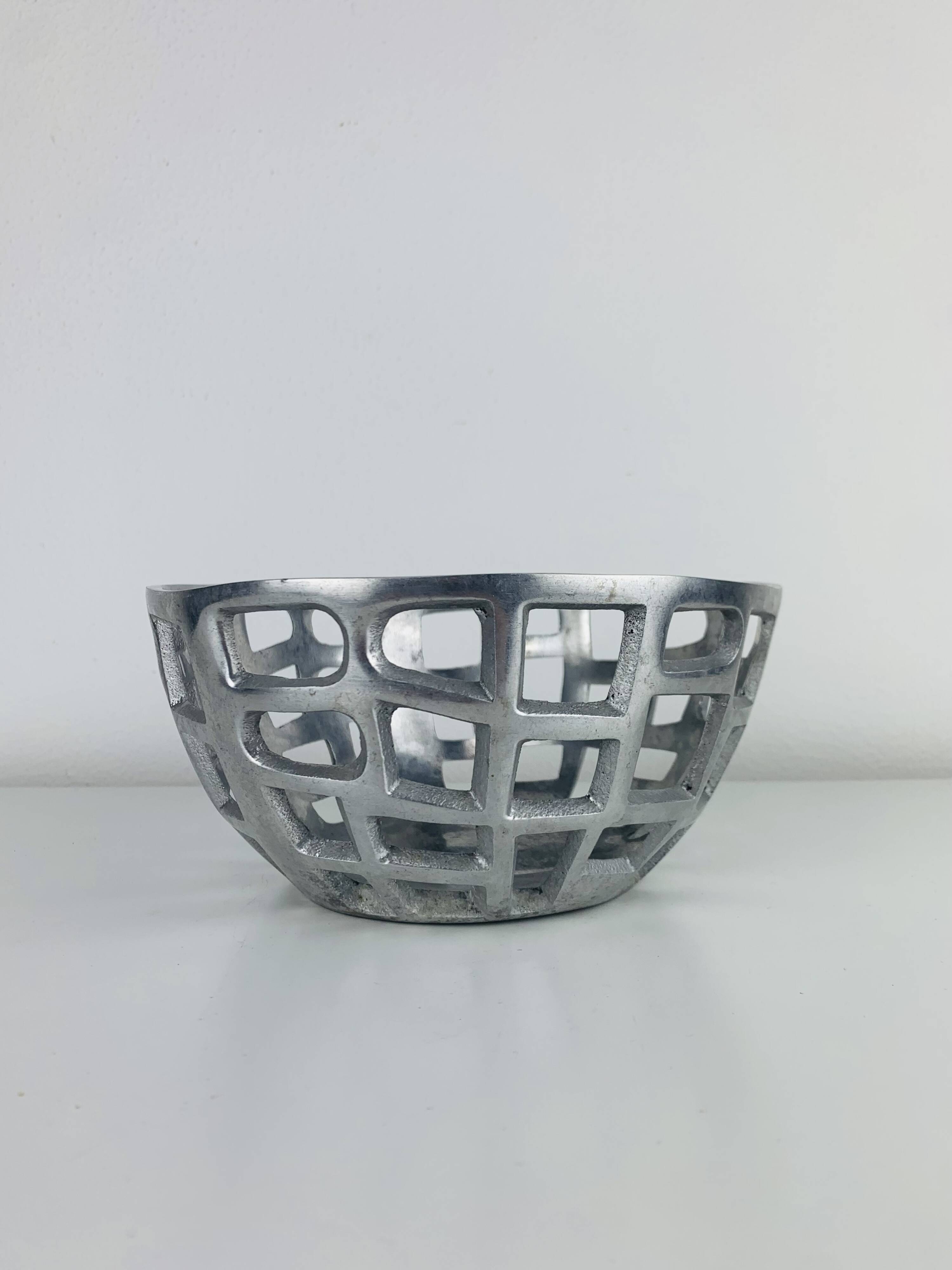 Vintage Brutalist Aluminum Fruit Bowl