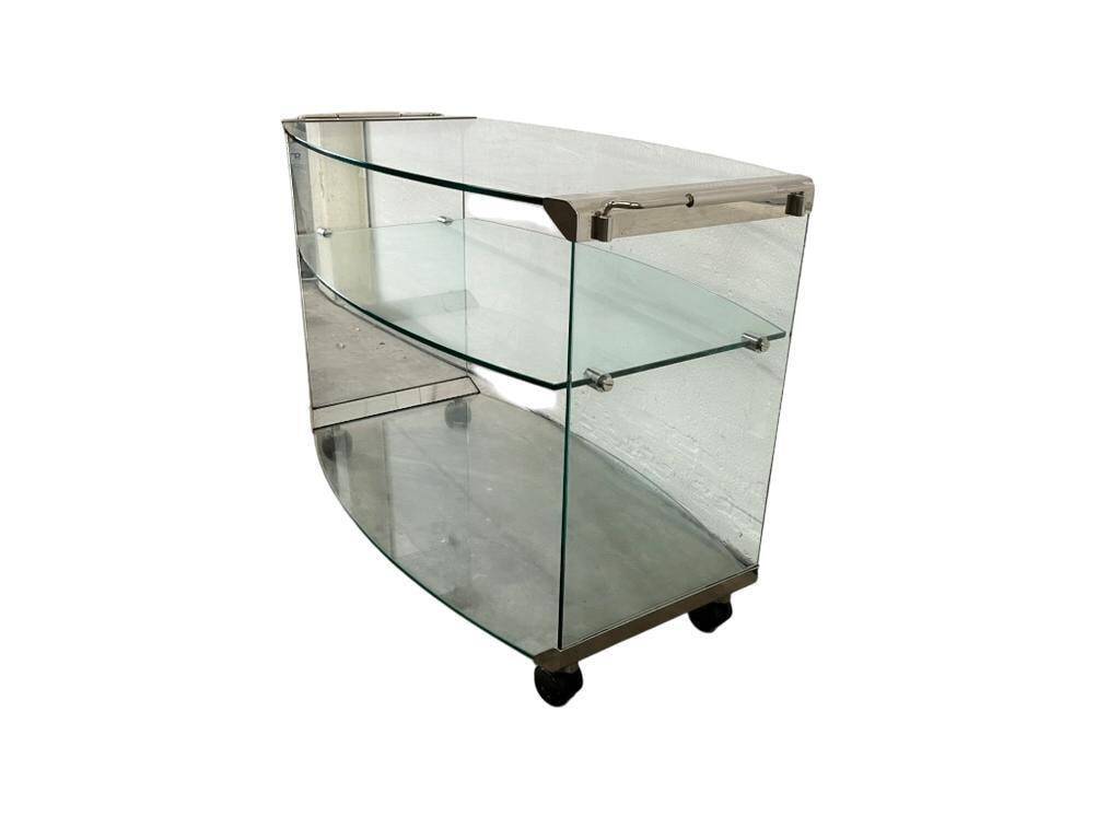 Bar cart/vintage cart in curved glass by Gallotti & Radice