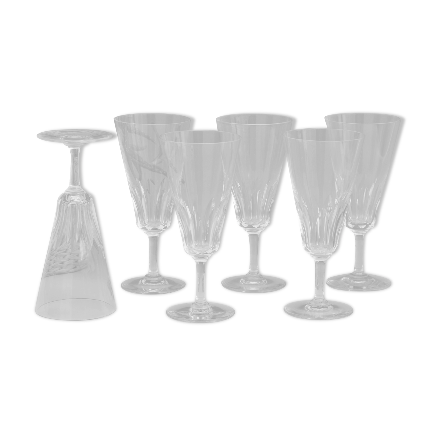 Set of 6 crystal champagne flutes Baccarat Côte d'Azur