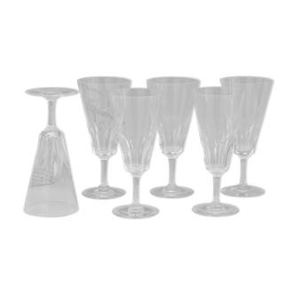 Set of 6 crystal champagne flutes Baccarat Côte d'Azur