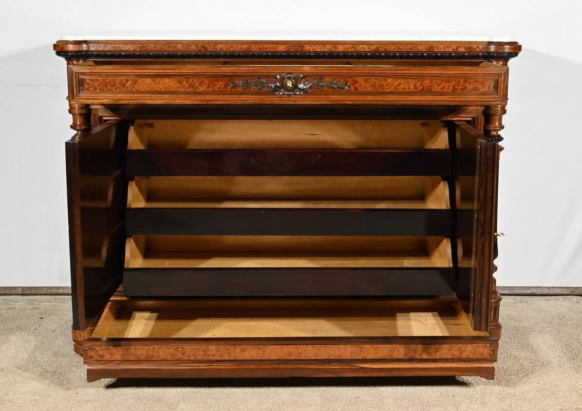 Commode Buffet in Amboyna Burl and Rosewood, Louis XVI style – 2nd Part 19th