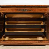 Buffet, commode en loupe d’amboine et palissandre, style Louis XVI – 2ème partie du XIXème