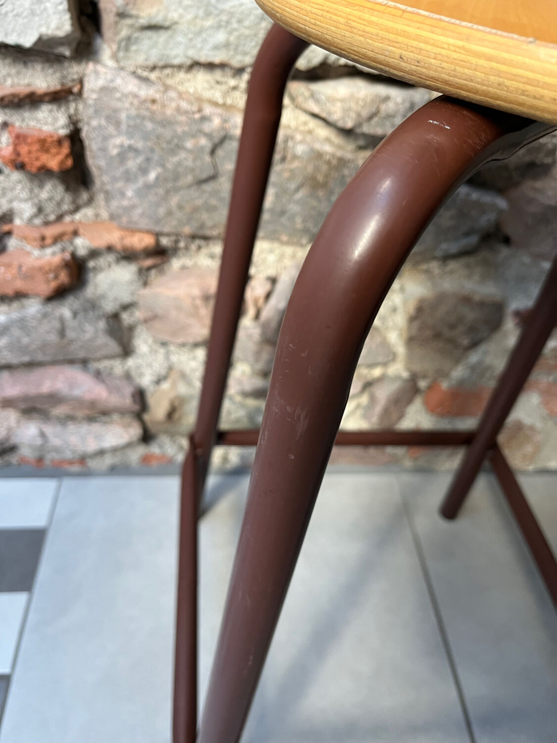 Tabouret atelier bois et métal