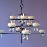 Skandinavien design twelve lights chandelier 1960's metal glass