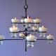 Skandinavien design twelve lights chandelier 1960's metal glass