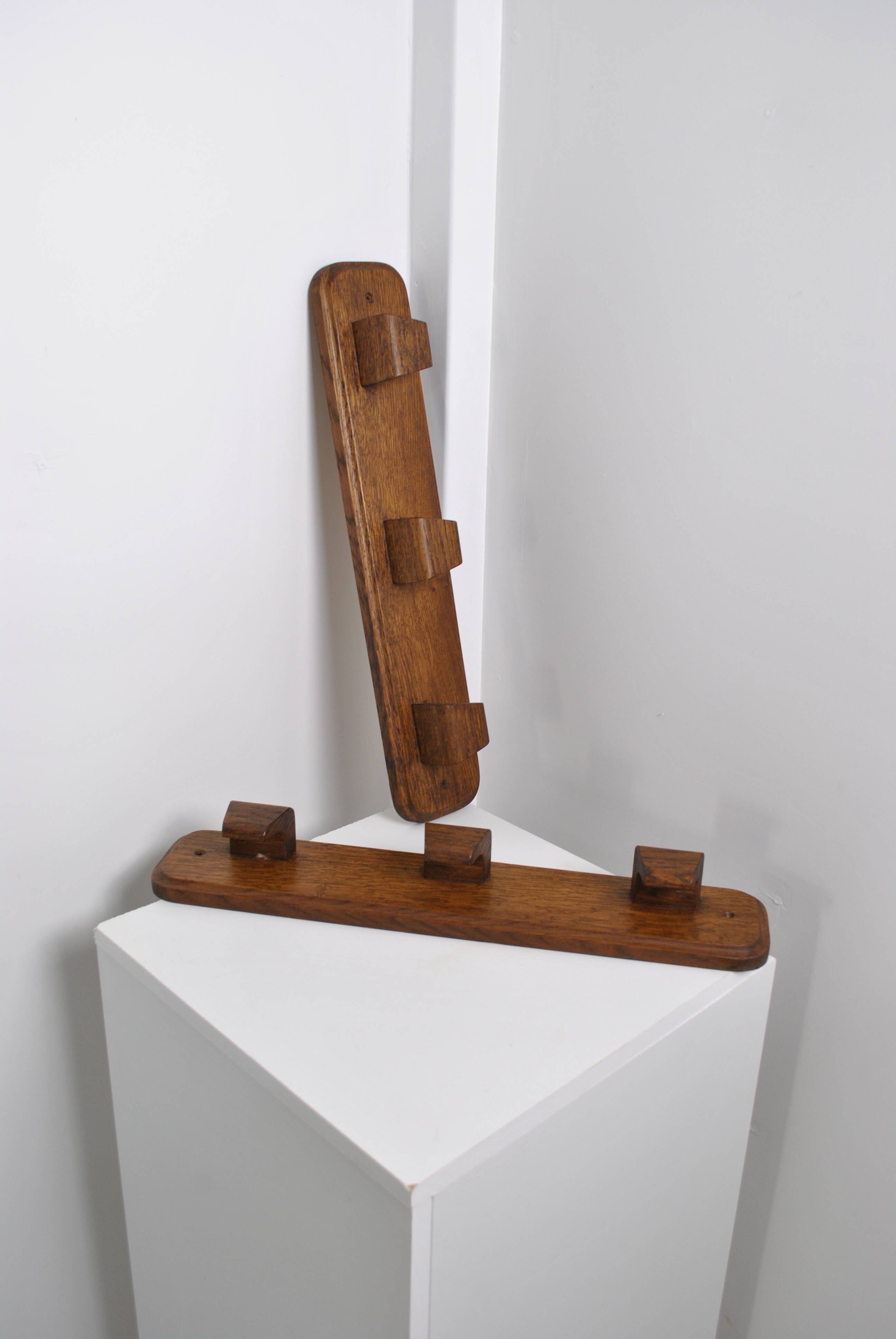 Wall mounted oak coat rack 1950