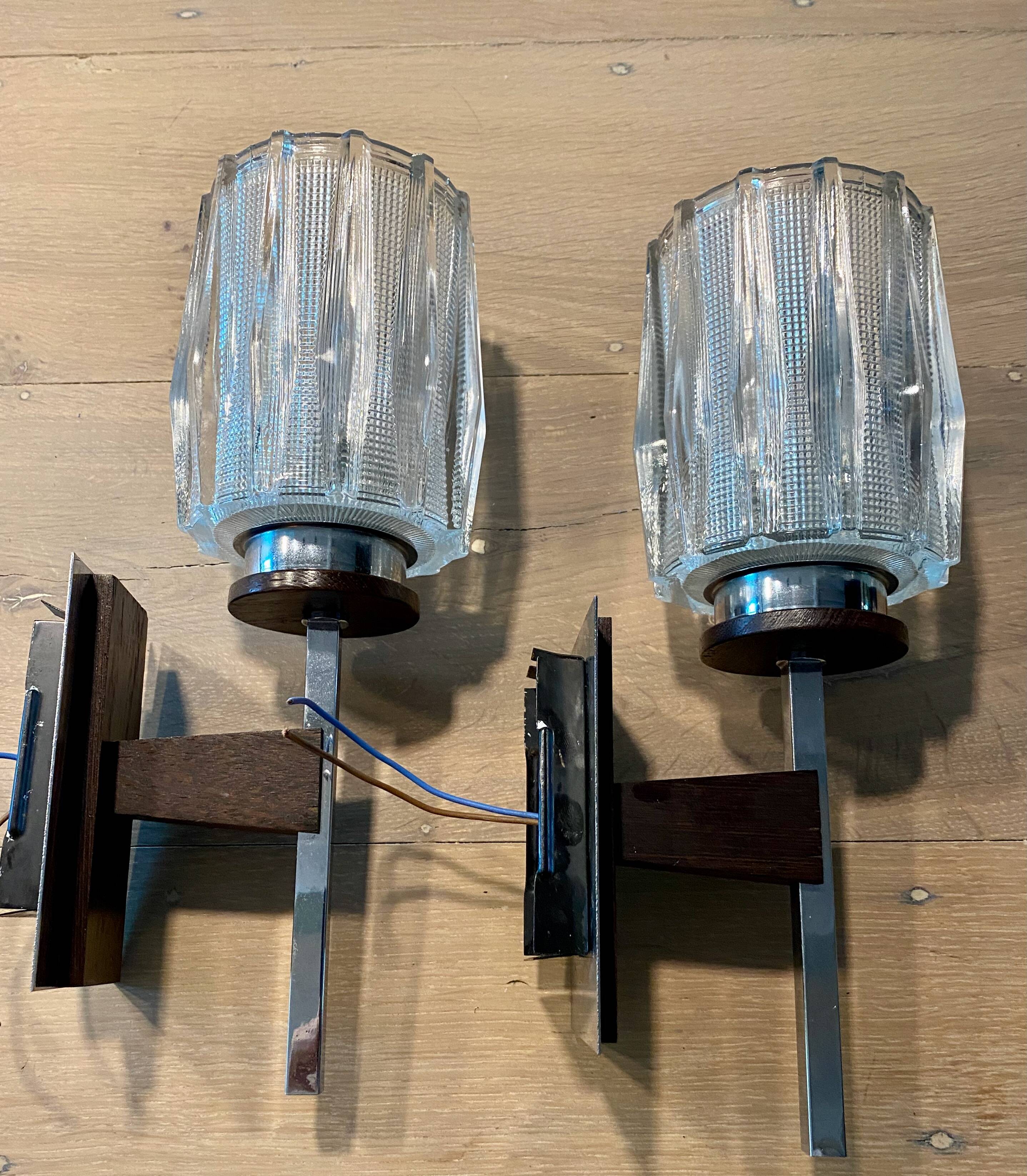 Pair of Mid-century Scandinavian Brutalist wall lights (1960s-70s)