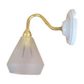 Brass and frosted glass wall lamp