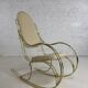 60s rocking chair in brass and ecru faux leather