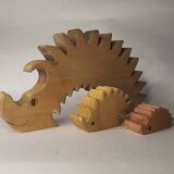 Vintage Wooden Puzzle Hedgehog Toy Decoration