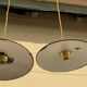 Three Suspensions enamelled sheet green and white golden threads brass socket