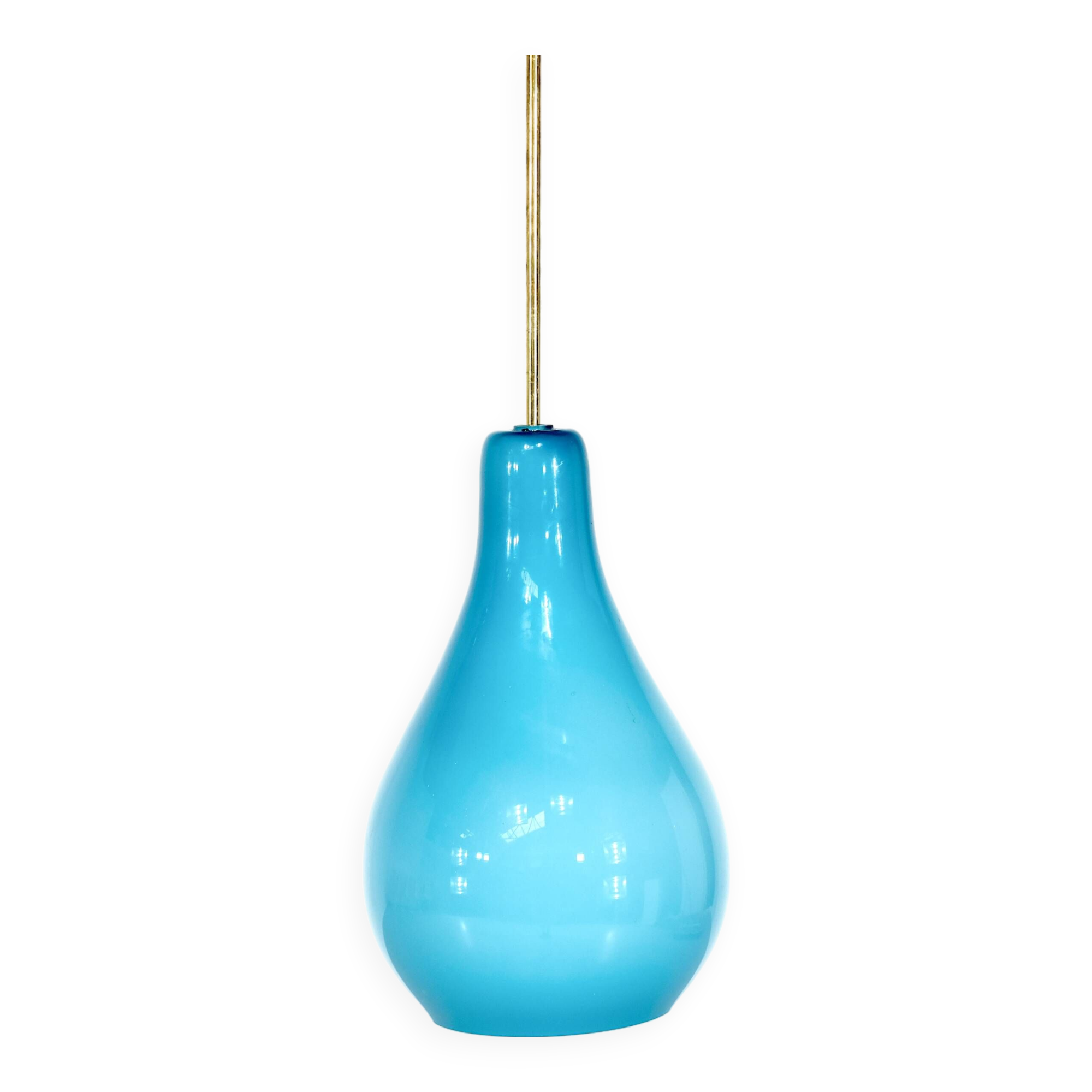 Italian pendant light in blue opaline
