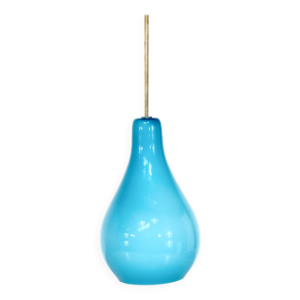 Italian pendant light in blue opaline