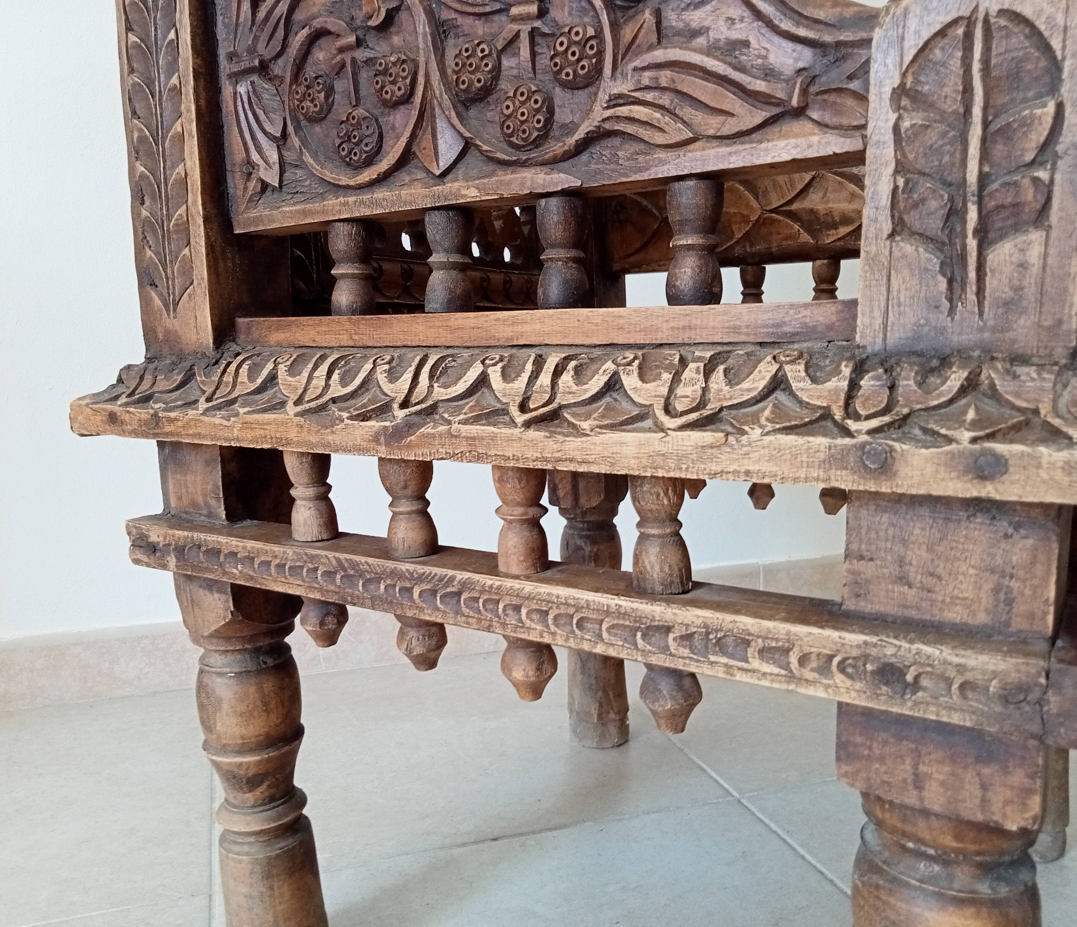 Fauteuil Ancien Pidha Rajasthan XIXeme en Palissandre