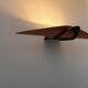 Vintage modernist wall lamp, black lacquered metal and wood, France 1980s
