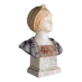 Bust of a young girl in alabaster by Riccardo Aurilli