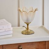 Brass tulip globe lamp