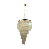 Mid-century italian brass acrylic chandelier lamp