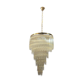 Lustre acrylique en laiton italien du milieu du siècle