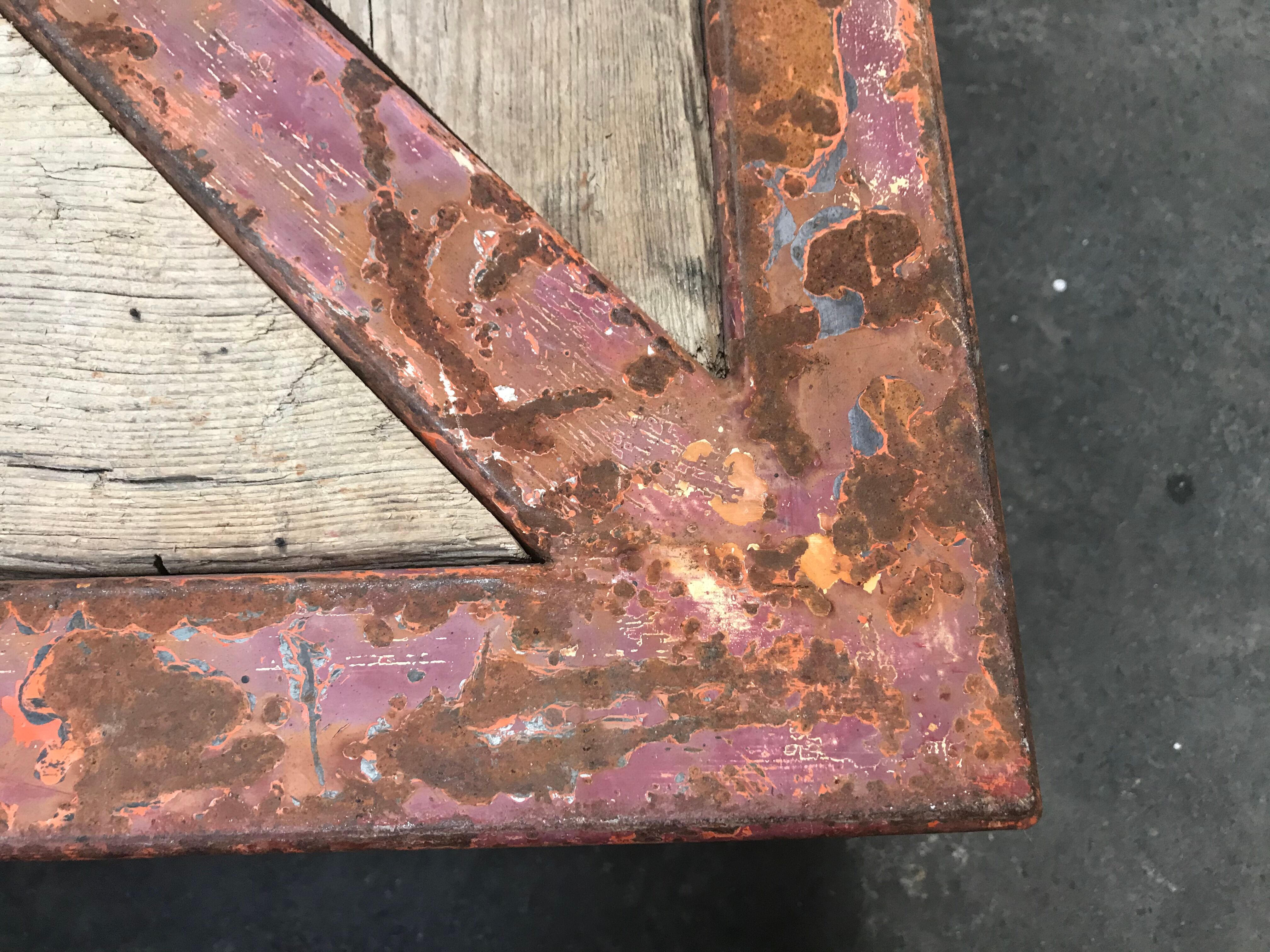 Industrial outdoor coffee table made of iron and wood