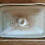 Vintage stoneware butter dish Village CNP with lid