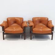 MP-13 armchair set by Percival Lafer in cognac leather.