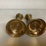 Pair of small two-tone brass candlesticks