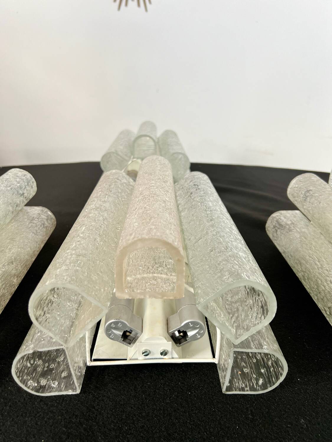 Set of 4 large doria wall lights in glazed glass design from the 60s vintage 3 lights