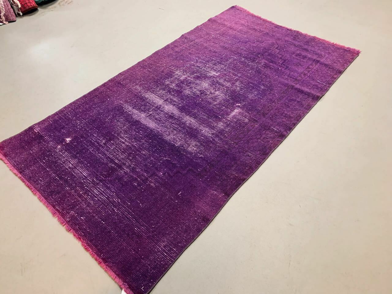 Old tribal Distressed Overdyed Vintage Turkish Wool Rug 194x102 cm Medium