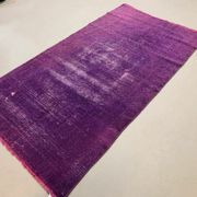 Old tribal Distressed Overdyed Vintage Turkish Wool Rug 194x102 cm Medium