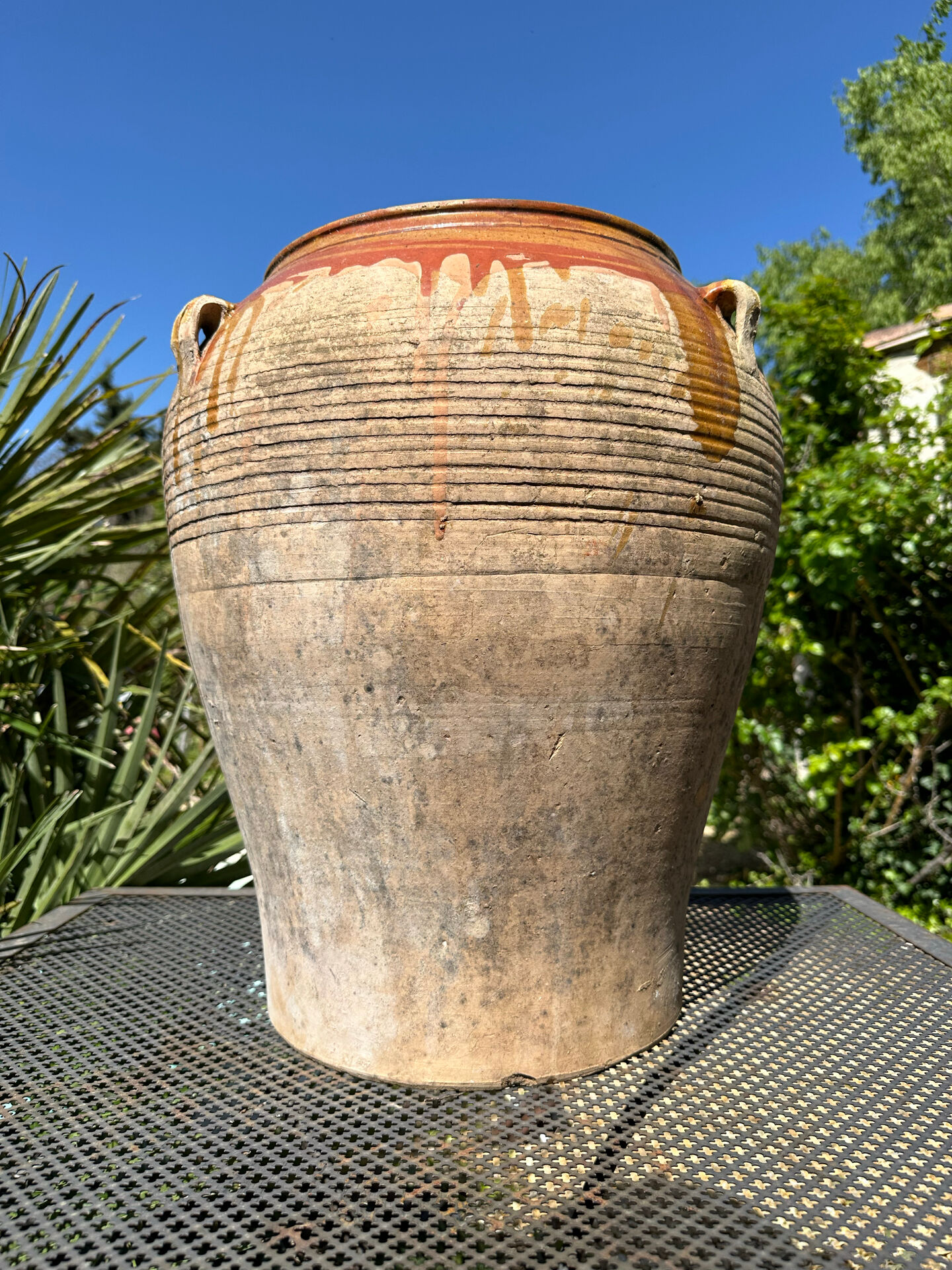 Ancient terracotta pottery jar from the 20th century