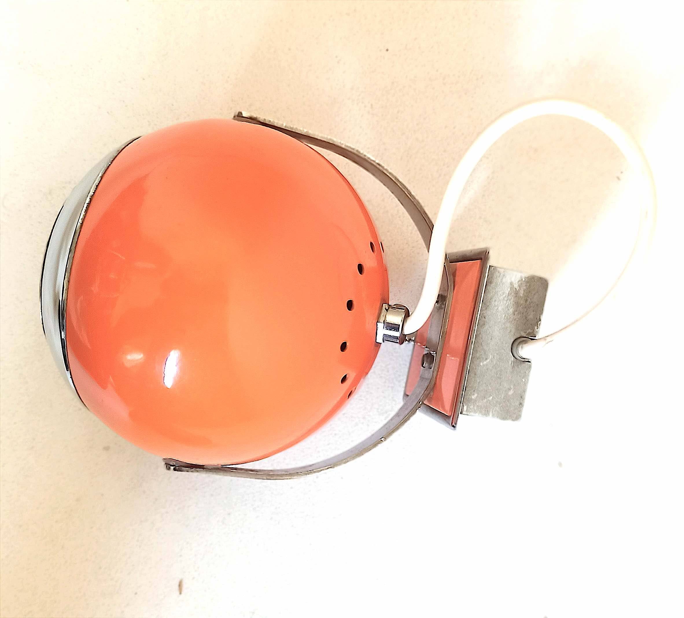 Eye ball wall lamp Space Age orange 60s