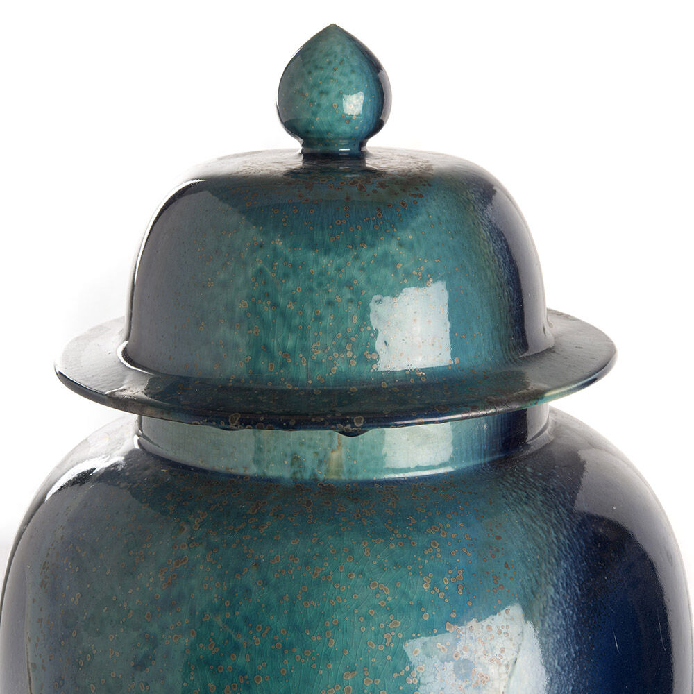 Turquoise blue temple jar