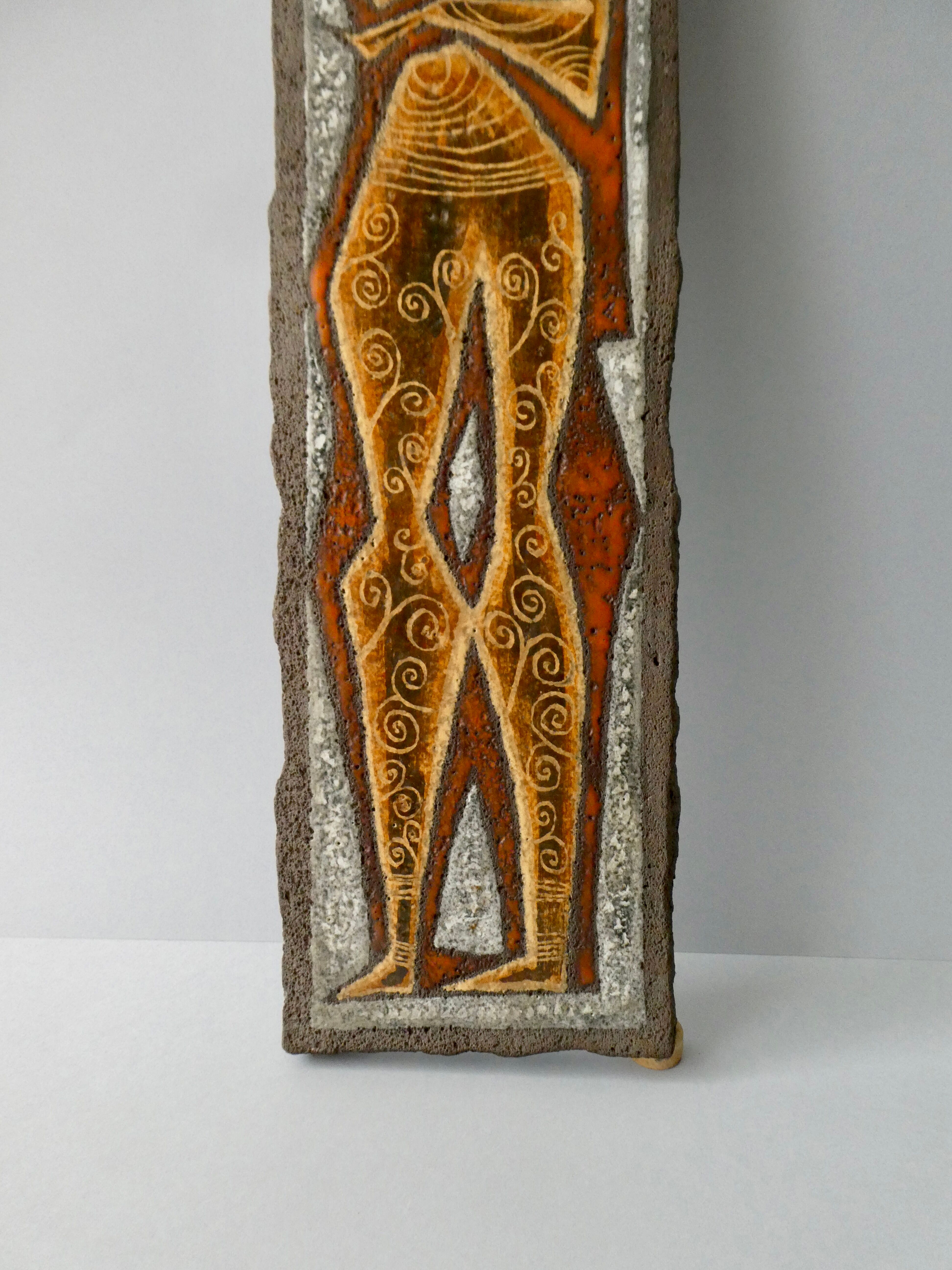 Decorative wall plate in enamelled lava by Jean Jaffeux, 60s