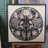 Decorative frame with roosters – vintage Polish découpage
