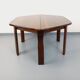 Vintage brutalist hexagonal dining table made of oak from the 1950s.