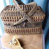 Braided wicker shopping basket