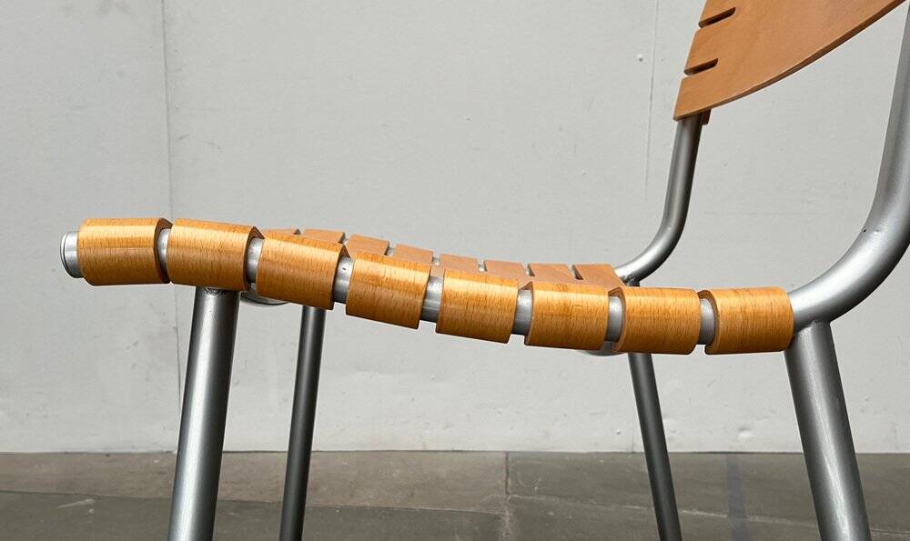 Postmodern chair in metal and wood by Ruud Jan Kokke for Harvink, 1990s.