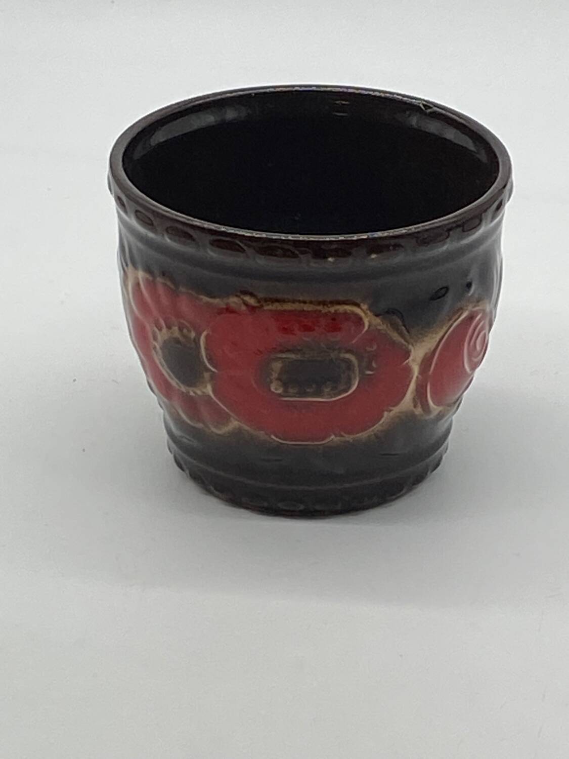 Cache pot céramique, vintage ,W. Germany, fleurs  rouges 🌹