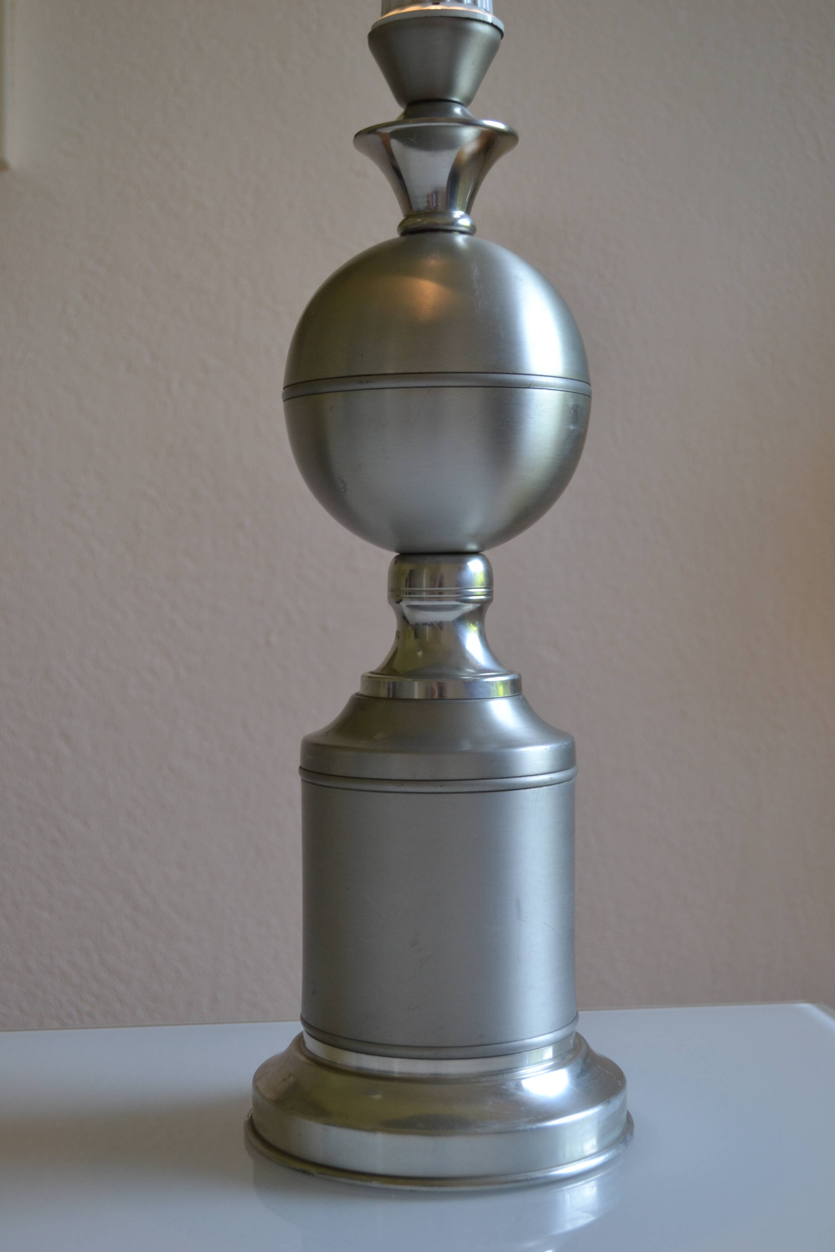 Large brushed aluminum lamp base, Philippe Barbier era, circa 1970
