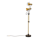 Lampadaire vintage années 70 en laiton doré à deux lumières design italien