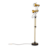 Vintage 70s golden brass floor lamp with two lights italian design