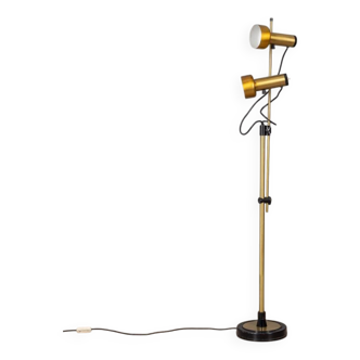 Vintage 70s golden brass floor lamp with two lights italian design