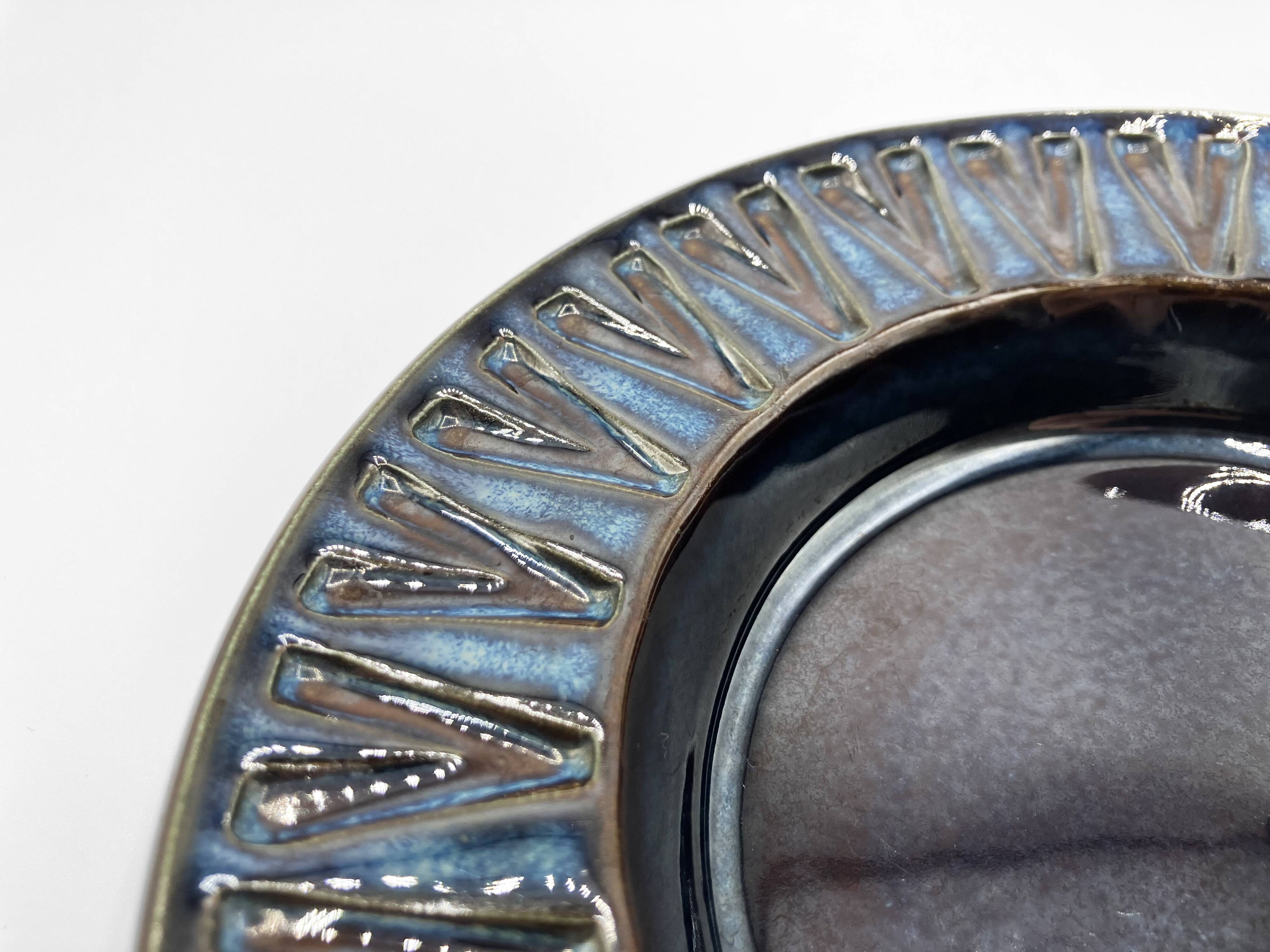 Søholm stoneware plate/dish/trinket tray 3184-2 • Blue series EJ64 by Einar Johansen • Denmark 1960s