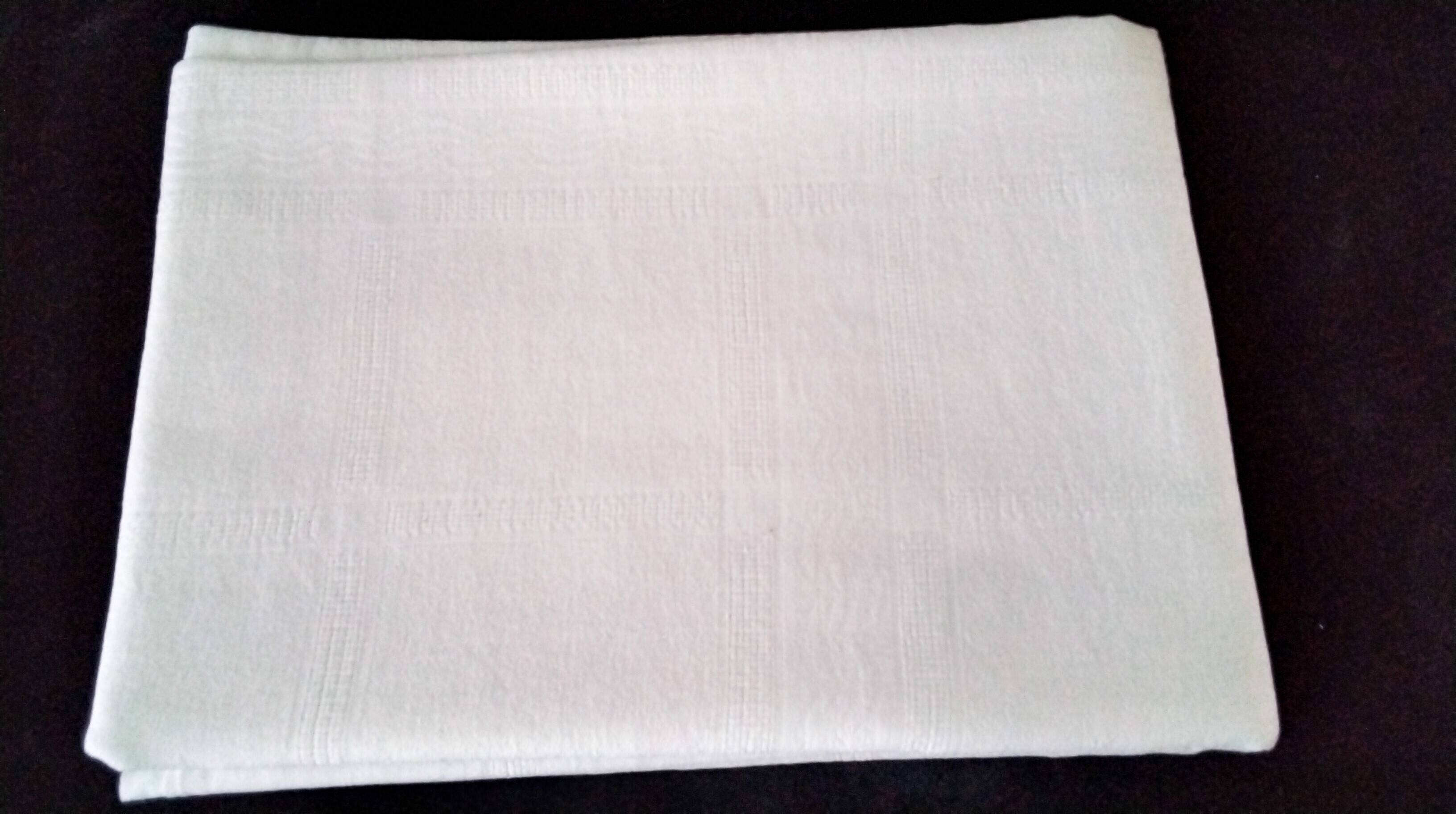 Old white damask cotton tablecloth 1.58 x 2.15 m